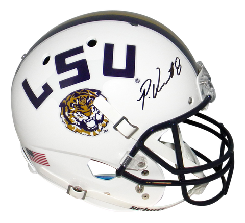 PATRICK QUEEN AUTOGRAPHED SIGNED LSU TIGERS WHITE FULL SIZE HELMET BECKETT