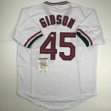Autographed/Signed BOB GIBSON St. Louis White Baseball Jersey JSA COA Auto