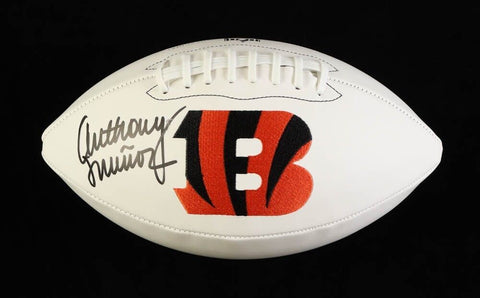 Anthony Munoz Signed Cincinnati Bengal Logo Football (Schwartz) 1998 NFL HOF O.T