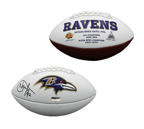 Haloti Ngata Signed Baltimore Ravens Embroidered White NFL Football