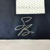 FRAMED Autographed/Signed SAQUON BARKLEY 33x42 Penn State White Jersey BAS COA