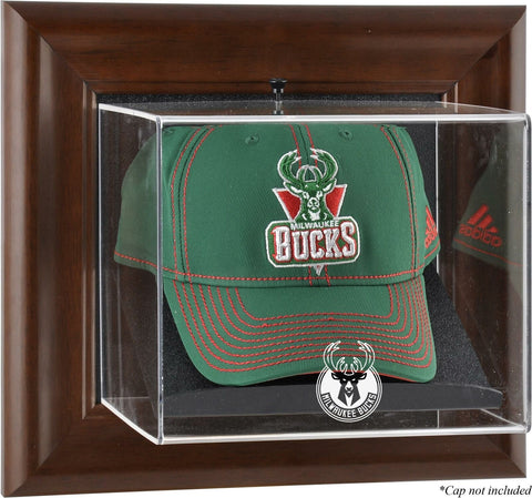 Milwaukee Bucks Team Logo Brown Framed Wall-Mounted Cap Case - Fanatics