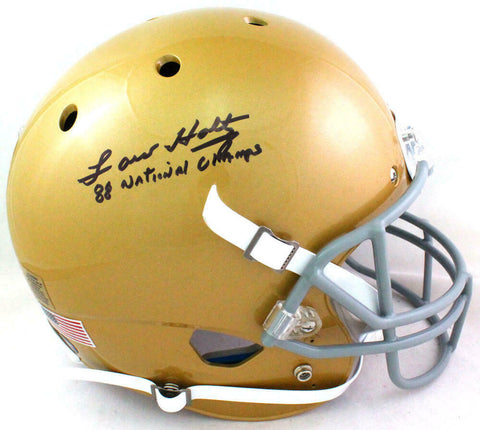 Lou Holtz Autographed Notre Dame Schutt F/S Helmet w/ NAT- Beckett W *Black