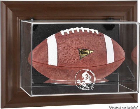 FSU Seminoles Logo Brown Framed Wall-Mountable Football Display Case