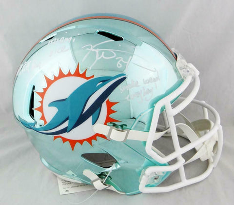 Ricky Williams Signed Miami Dolphins F/S Chrome Helmet w/ 3 Insc- JSA W Auth