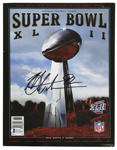 Giants Michael Strahan Signed Super Bowl XLII Program BAS Witnessed #WG29956