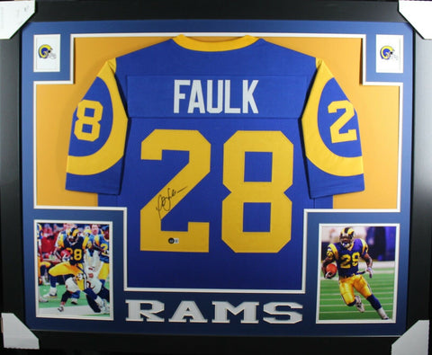 MARSHALL FAULK (Rams throwback SKYLINE) Signed Autographed Framed Jersey Beckett
