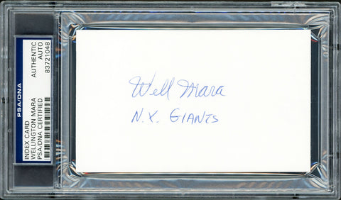 Wellington Mara Autographed 3x5 Index Card New York Giants PSA/DNA #83721048