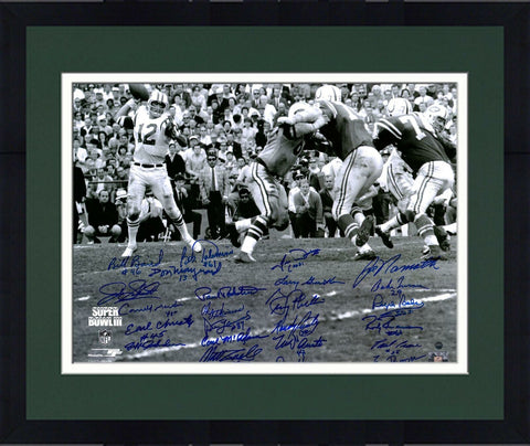 FRMD 1969 NY Jets Signd 16x20 SB III Joe Namath Throw Photo w/24 Signatures