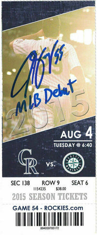 Jon Gray Autographed/Signed Colorado Rockies Ticket Stub MLB Debut JSA 16868