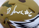 DeVonta Smith Autographed Eagles Camo Mini Helmet (Smudged) Beckett QR WL17240