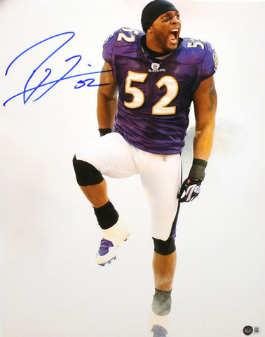 Ray Lewis Autographed Baltimore Ravens 16x20 Smoke Photo -Beckett W Hologram