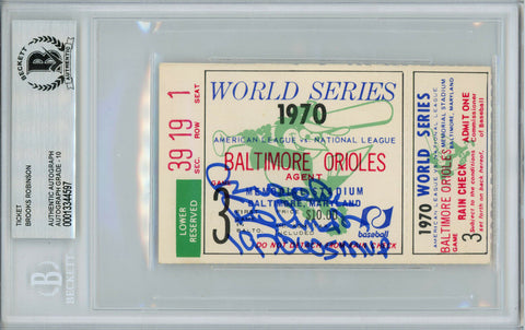Brooks Robinson Autographed 1970 World Series Ticket Game 3 MVP BAS Slab 31614