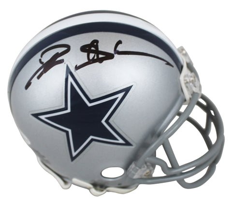 Cowboys Deion Sanders Authentic Signed Silver Rep Mini Helmet BAS Witnessed