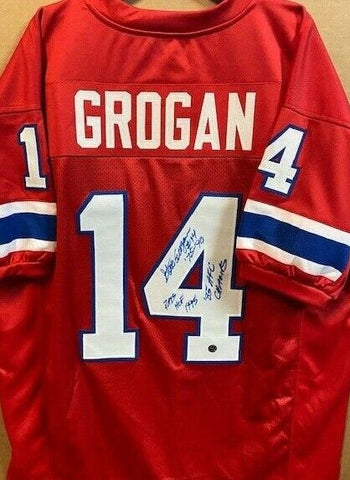Steve Grogan Signed New England Patriots Jersey (Patriots Alumni) Super Bowl XX