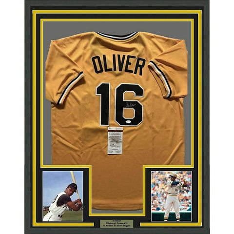 FRAMED Autographed/Signed AL OLIVER 33x42 Pittsburgh Yellow Jersey JSA COA Auto