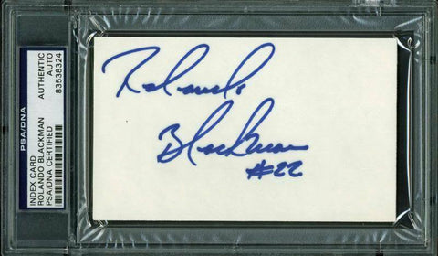 Mavericks Rolando Blackman Authentic Signed 3X5 Index Card PSA/DNA Slabbed