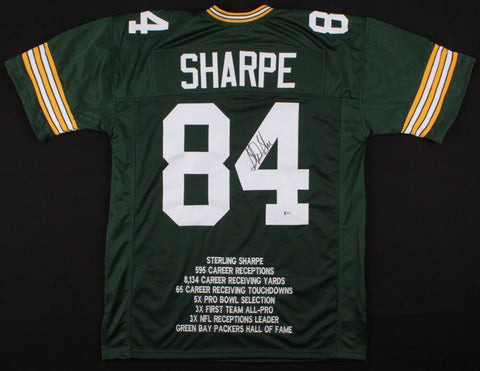 Sterling Sharpe Signed Green Bay Packers Career Highlight Stat Jersey (Beckett)