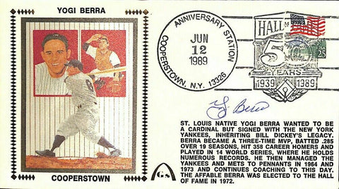 Yogi Berra Signed New York Yankees Envelope BAS Y19905