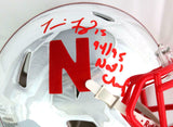 Tommie Frazier Sugned Nebraska Chrome Mini Helmet w/ Insc- Beckett W Auth *Red