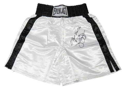 JAMES Buster DOUGLAS Signed Everlast White Boxing Trunks w/I Beat Iron Mike - SS