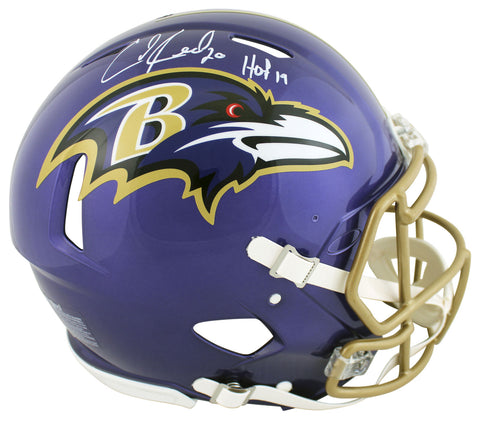 Ravens Ed Reed "HOF 19" Signed Flash Full Size Speed Proline Helmet BAS Witness