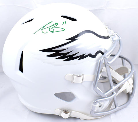A.J. Brown Signed Philadelphia Eagles F/S Flat White Speed Helmet-Beckett W Holo