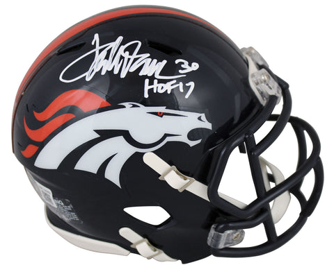 Broncos Terrell Davis "HOF 17" Authentic Signed Navy Speed Mini Helmet BAS Wit