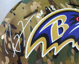 Ray Lewis Autographed Baltimore Ravens Full Size Camo Authentic Helmet w/HOF- Be