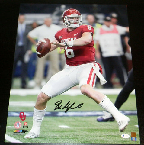 BAKER MAYFIELD AUTOGRAPHED SIGNED OKLAHOMA SOONERS 16x20 PHOTO BECKETT