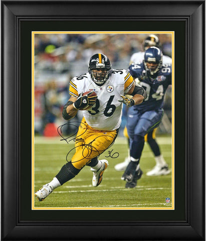 Jerome Bettis Pittsburgh Steelers Framed Signed 16" x 20" White Running Photo