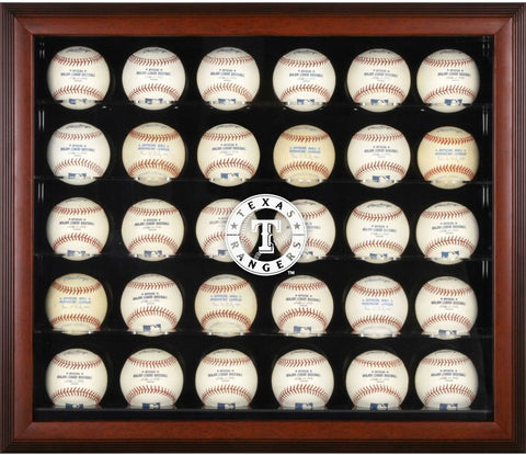 Rangers Logo Mahogany Framed 30-Ball Display Case - Fanatics