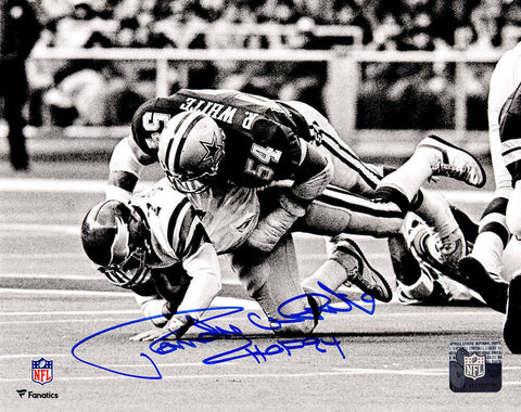 Randy White Signed Dallas Cowboys Sack B&W 8x10 Photo w/HOF'94 - SCHWARTZ
