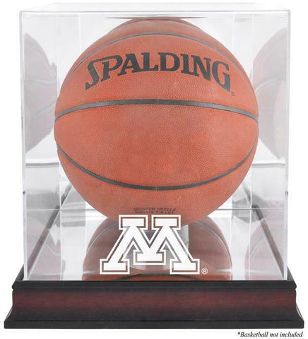 Minnesota Golden Gophers Mahogany Finish Basketball Display Case w/Mirror Back
