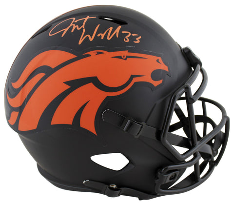 Broncos Javonte Williams Signed Eclipse Full Size Speed Rep Helmet BAS Witnessed