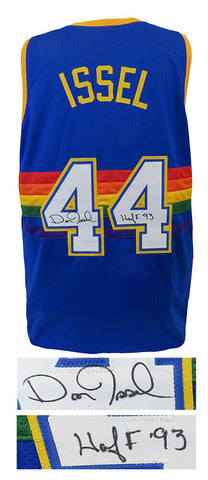 Dan Issel Signed Blue Throwback Custom Basketball Jersey w/HOF'93 (SCHWARTZ COA)