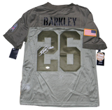 SAQUON BARKLEY SIGNED NEW YORK GIANTS SALUTE TO SERVICE NIKE LIMITED JERSEY BAS