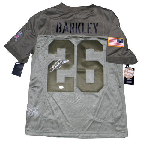 SAQUON BARKLEY SIGNED NEW YORK GIANTS SALUTE TO SERVICE NIKE LIMITED JERSEY BAS