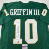 Autographed/Signed Robert Griffin III RG3 Baylor Green College Jersey JSA COA