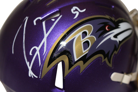 Ray Lewis Autographed Baltimore Ravens Flash Mini Helmet Beckett 36151
