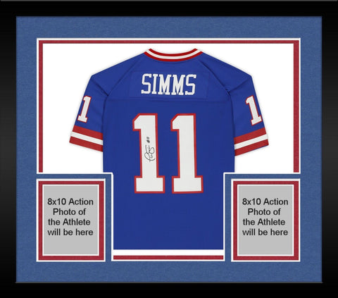 Framed Phil Simms New York Giants Signed Mitchell & Ness Blue Jersey