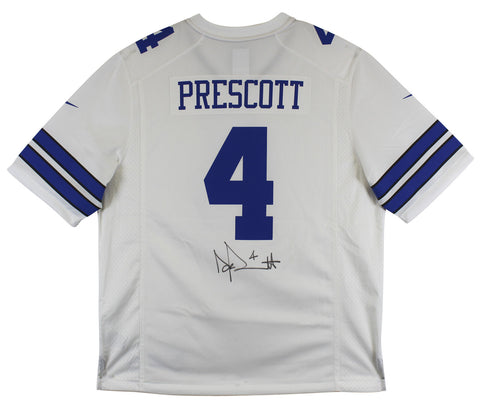 Cowboys Dak Prescott Authentic Signed White Nike Game Jersey BAS Witnessed