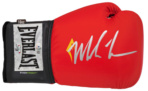 MIKE TYSON AUTOGRAPHED RED EVERLAST BOXING GLOVE RH IN SILVER BECKETT 202301