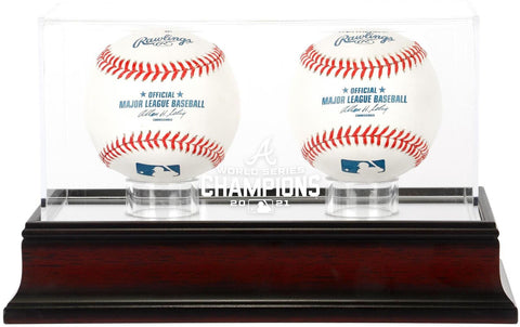 Braves 2021 WS Champs Mahogany Logo 2-Baseball Display Case