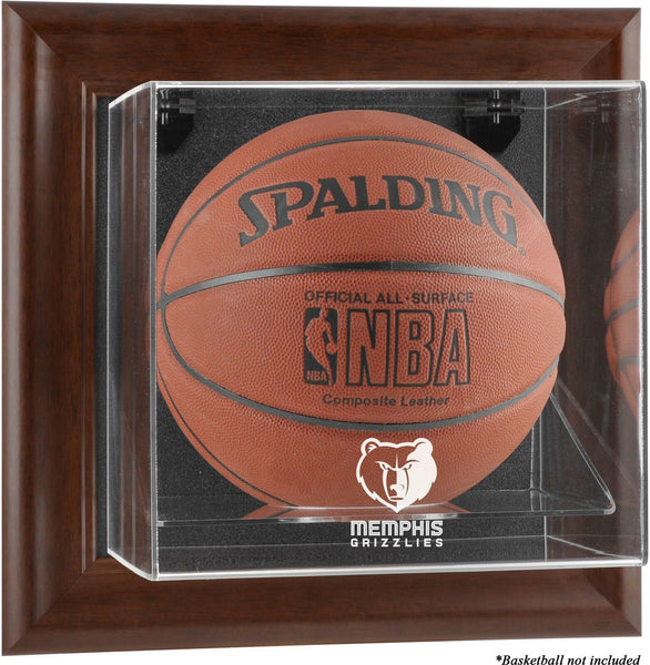 Memphis Grizzlies Brown Framed Wall-Mountable Team Logo Basketball Display Case