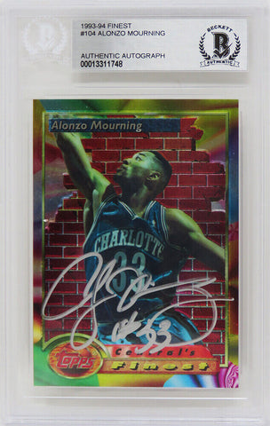 Alonzo Mourning Autographed 1993-94 Topps Finest Card #104 - (Beckett)