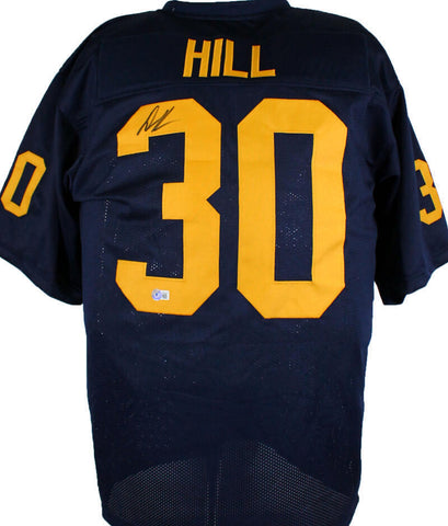 Dax Hill Autographed Blue College Style Jersey - Beckett W Hologram *Black