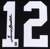 Terry Bradshaw Signed Black Steelers 35x43 Custom Framed Jersey (JSA COA)