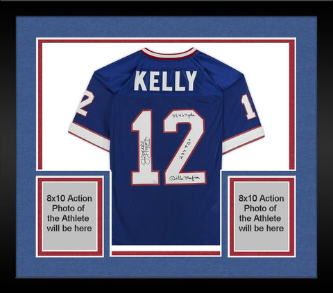 FRMD Jim Kelly Bills Signed Mitchell & Ness Blue Jersey w/Multiple Insc LE of 12
