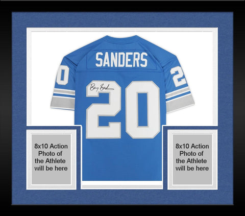 FRMD Barry Sanders Detroit Lions Signed Blue Mitchell & Ness Replica Jersey